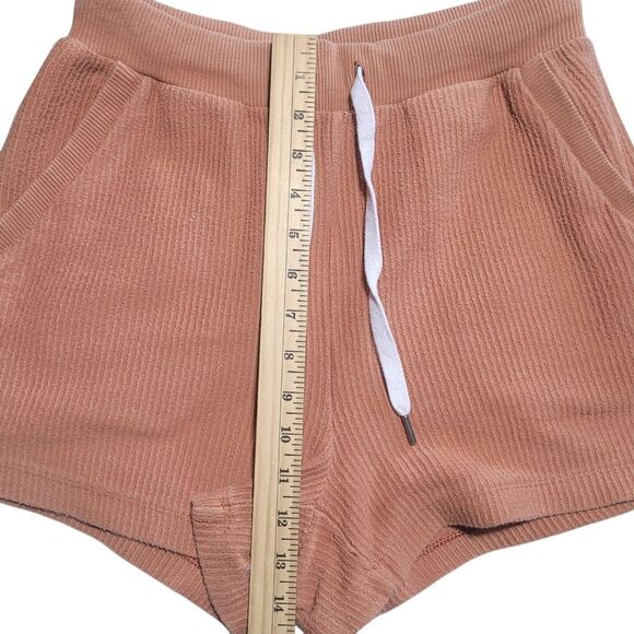 Aerie Women’s Lounge Shorts Rust Orange Ribbed High Waist with Pockets Small - Picture 11 of 11